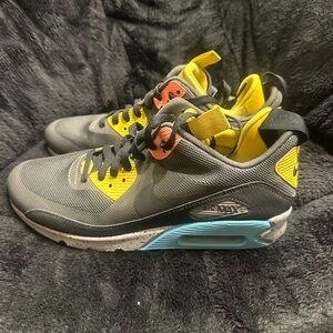 Nike Air Max Gray with Yellow and Blue Accents size 8.5 very good condition